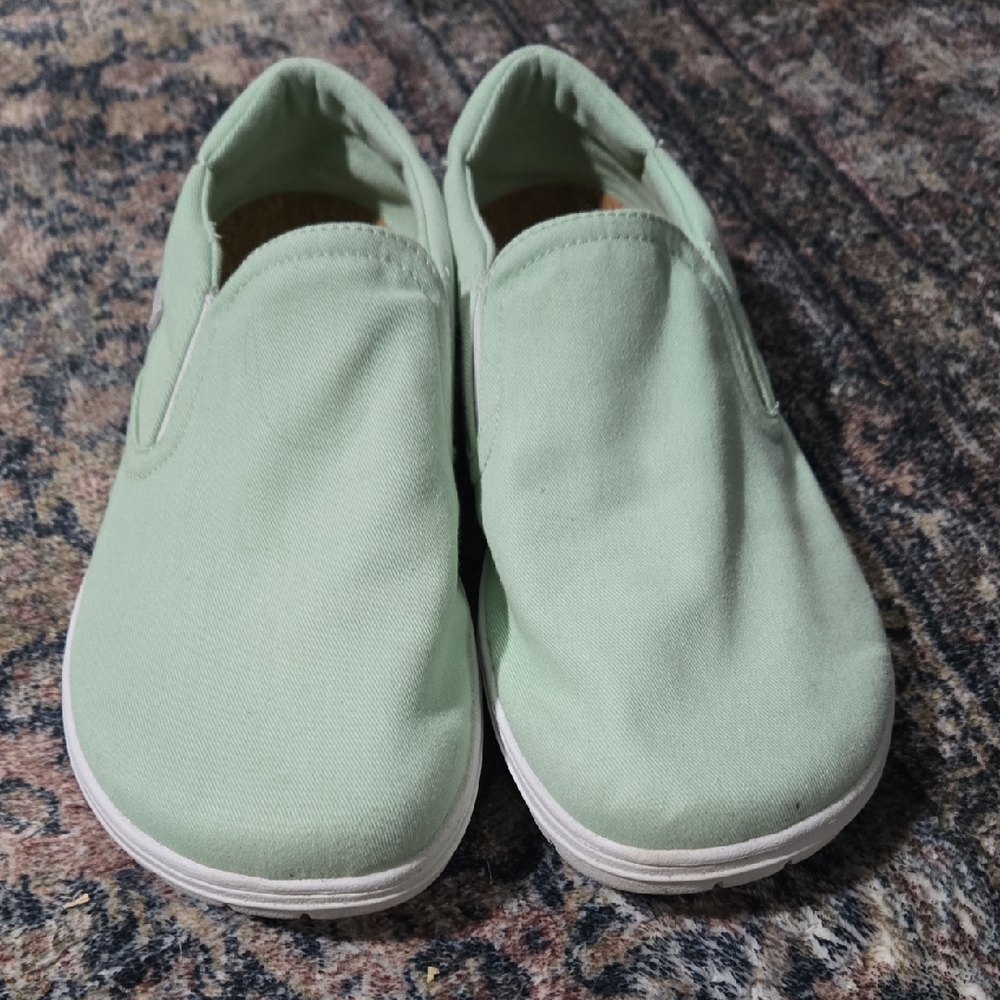 Slip-On Canvas Sneakers in Mint Green - Women's Casual Comfort